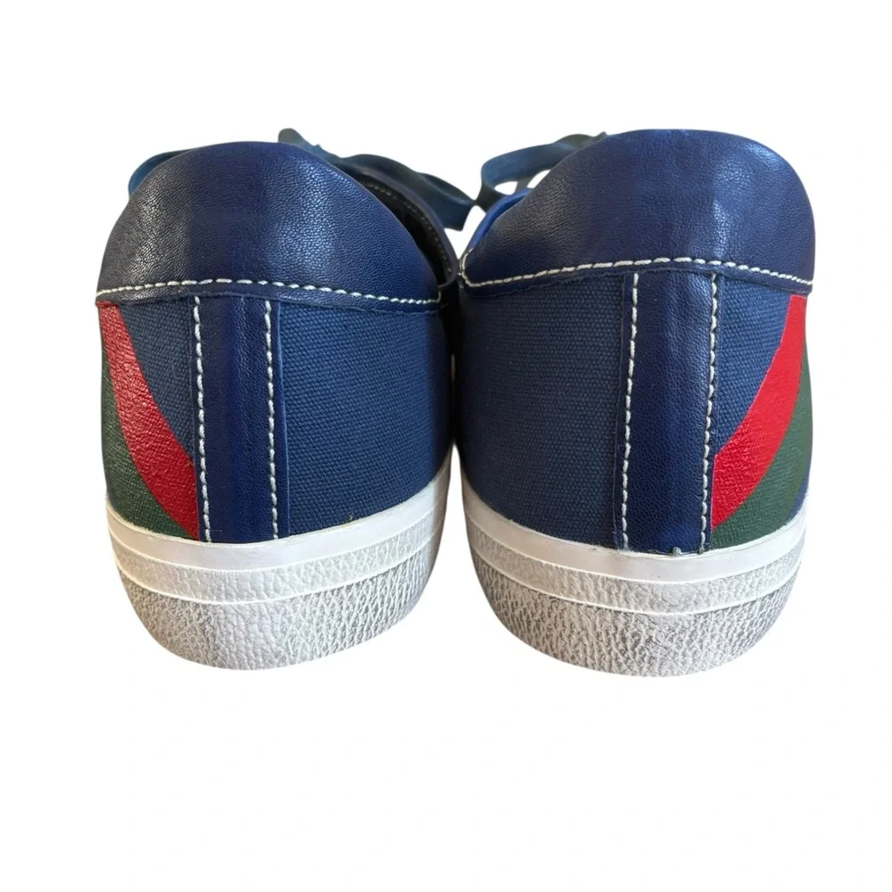 Philippe Model Navy Sneakers with Green and Red Stripes - Picture 6 of 8